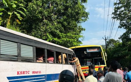 തിരുവനന്തപുരത്ത്  കെഎസ്ആർടിസി ഓർഡിനറി ബസ്സും  ഫാസ്റ്റ് പാസഞ്ചർ  കൂട്ടിയിടിച്ച് അപകടം   അപകടം