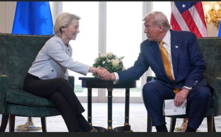 യു എസ് – ഇ യു താരിഫ് യുദ്ധത്തിന് വിരാമം: ഇ യു ഉത്പന്നങ്ങൾക്ക് 15% നികുതി; 750 ബില്യൺ ഡോളറിന്‍റെ ഊർജ്ജ കരാറിലും ഒപ്പുവച്ച് നേതാക്കൾ