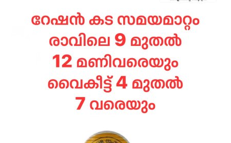 റേഷൻ കടകളുടെ പ്രവർത്തന സമയത്തിൽ മാറ്റം*