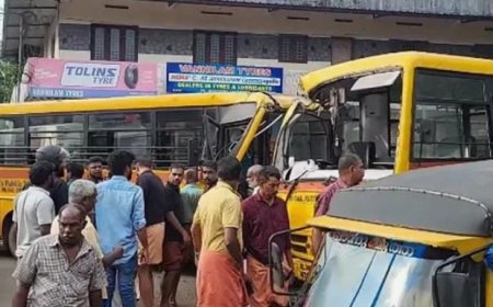 കൂത്താട്ടുകുളത്ത് സ്കൂൾ ബസുകൾ തമ്മിൽ കൂട്ടി ഇ ടിച്ച് അപകടം, 12 കുട്ടികൾ ക്ക് പരിക്ക്