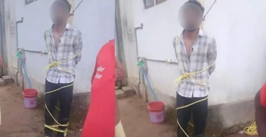 കണക്ഷൻ നൽകുന്നതുമാ യി ബന്ധപ്പെട്ട തർക്കം; ഇടുക്കിയിൽ ഗ്യാസ് ഏജൻ സി ജീവനക്കാരനെ തൂണി ൽ കെട്ടിയിട്ട് മർദിച്ചു