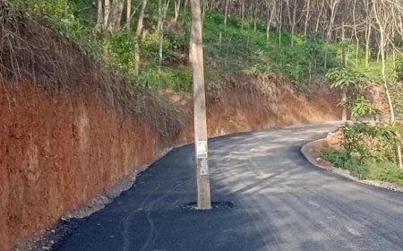 *ടാറിങ് പൂർത്തിയായി, ‘പോസ്റ്റ് നടുറോഡിൽ!  കെഎസ്ഇബിയെ സമീപിക്കാൻ പഞ്ചായത്ത്* 