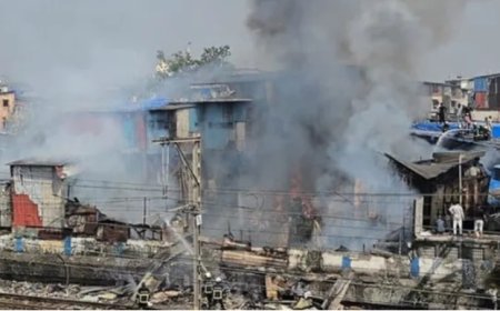 ധാരാവി ചേരിപ്രദേശത്ത് വൻ അഗ്നിബാധ. നിരവധി കുടിലുകൾ കത്തിനശിച്ചു. നിരവധി പാചകവാതക സിലിണ്ടറുകൾ പൊട്ടിത്തെ റിച്ചു. ട്രെയിൻ ഗതാഗതം തടസപ്പെട്ടു.