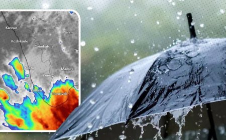 *കന്യാകുമാരി കടലിന് മുകളിലെ ചക്രവാതചുഴി .* തിരുവനന്തപുരം, കൊല്ലം ജില്ലകളിൽ വ്യാപക മഴയ്ക്ക് സാധ്യത