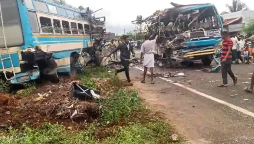തെങ്കാശിയിൽ സ്വകാര്യ ബസുകൾ കൂട്ടിയിടിച്ച് വൻ അപകടം. 6 പേർ മരിച്ചു.  28 പേർക്ക് പരിക്ക്