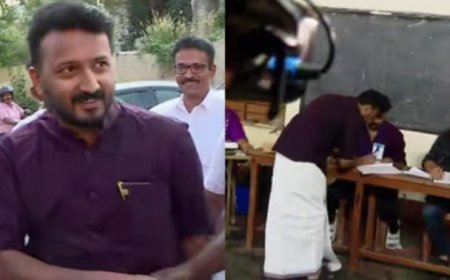 ഒളിവില്‍ നിന്ന് പുറത്തേക്ക്; വോട്ടുചെയ്യാനെത്തി രാഹുല്‍ മാങ്കൂട്ടത്തില്‍, പാലക്കാട് കുന്നത്തൂര്‍മേട് ബൂത്തില്‍ സമ്മതിദാനാവകാശം രേഖപ്പെടുത്തി