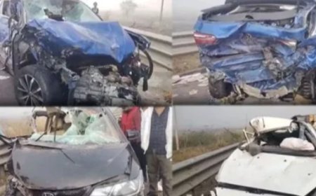 ഡൽഹി-മുംബൈ എ ക്സ്പ്രസ് വേയിൽ കന ത്ത മൂടൽമഞ്ഞ്.. നിരവധി വാഹനങ്ങൾ കൂട്ടിയിടിച്ചു ണ്ടായ അപകടത്തിൽ നാ ലുപേർ മരണം.കൂട്ടിയിടിച്ചത് 25ഓളം വാഹനങ്ങൾ