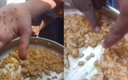 കർണാടകയിൽ സർക്കാർ സ്കൂളിൽ ഉച്ചഭക്ഷണത്തി ൽ പുഴുക്കൾ. പാചകക്കാ രനെയും രണ്ട് ജീവനക്കാ രെയും സസ്പെൻഡ് ചെയ്തു