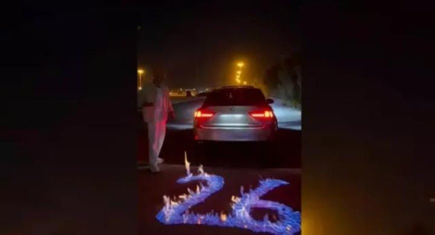 ദുബായിൽ റോഡിൽ വയസ്സ് രേഖപ്പെടുത്തി തീയിട്ട് ജന്മദിനാഘോഷം; യുവാവ് അറസ്റ്റിൽ