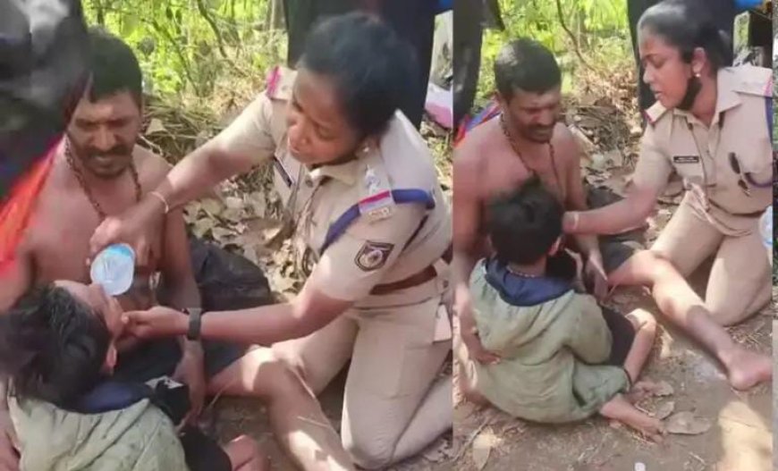 തിരക്കിനിടെ തളർന്നുവീണ കുഞ്ഞിന് തണലായി വനിതാ എസ്.ഐ; യൂണിഫോമിനുള്ളിലെ അമ്മമനസ്സ്     !:അന്യസംസ്ഥാനത്തുനിന്നും എത്തിയ തീർത്ഥാടക സംഘത്തിലെ കുഞ്ഞിനാണ് തിരക്കിനിടയിൽ പെട്ട് ദേഹാസ്വാസ്ഥ്യം അനുഭവപ്പെട്ടത്. 