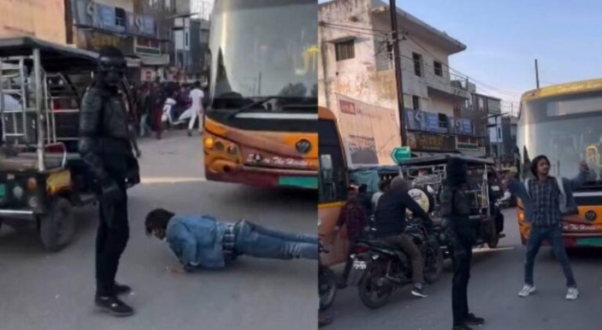 യുപിയിൽ നടുറോഡിൽ ബസിന് മുന്നിൽ പുഷ്-അപ്പ് അഭ്യാസം; ഇൻസ്റ്റാഗ്രാം താരങ്ങളെ ‘റോസ്റ്റ്’ ചെയ്ത് പൊലീസ്